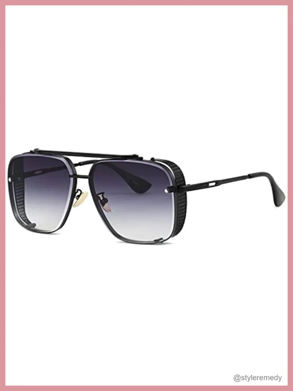 Vintage Steampunk Oversized Square Aviator Metal Frame Sunglasses with